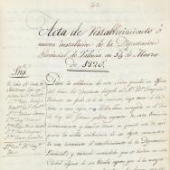 Acta de restablecimiento de la Diputación Provincial de Valencia en marzo de 1820. ES.462508.ADPV/Diputación/A.1.1, vol 1, pág. 44