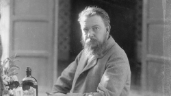 ANTONIO GARCÍA. Retrat de Joaquín Sorolla Bastida assegut davant d'una tassa de cafè i licors . 1904. ES.462508.ADPV / Col·lecció Boldún , imatge nº 07.347