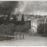 AUTOR DESCONOCIDO. Vista parcial de Madrid durante el incendio del palacio de las Salesas el 4 de mayo de 1915. Actual Tribunal Superior de Justicia de Madrid. Madrid. 1915. ES.462508.ADPV/Colección Cháfer, imagen nº 02449