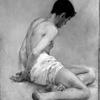 FRANCISCO SANCHIS MUÑOZ Pintura al óleo de adolescente, por el pensionado de la Diputación de Valencia Joaquín Sorolla Bastida. Valencia. 1952. ES.462508.ADPV/Colección Sanchis, imagen nº  01016